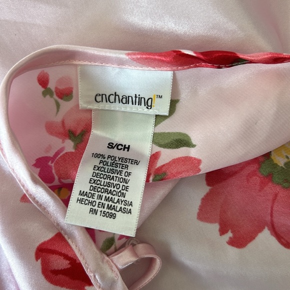 Enchanting Floral Satin Chemise Slip Dress S - Picture 5 of 6